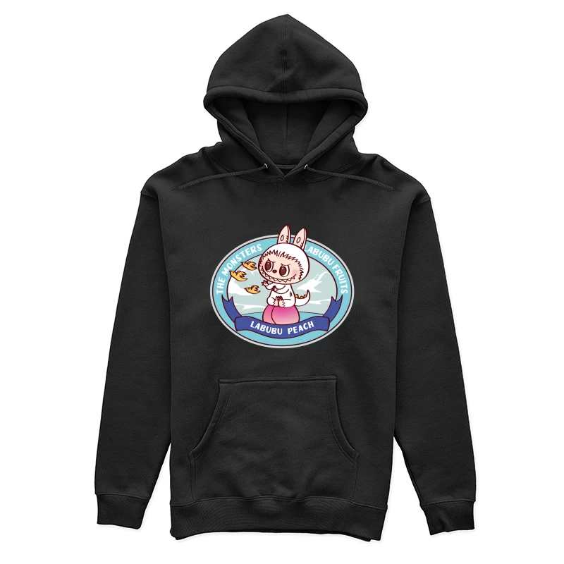 Labubu auf einem Pfirsich sitzend Damen Pullover Hoodie