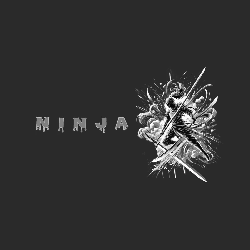 Ninja Artwork in Black and White Baseball Cap