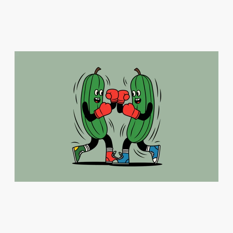 Boxing Cucumbers in Cartoon Style Travel Mug