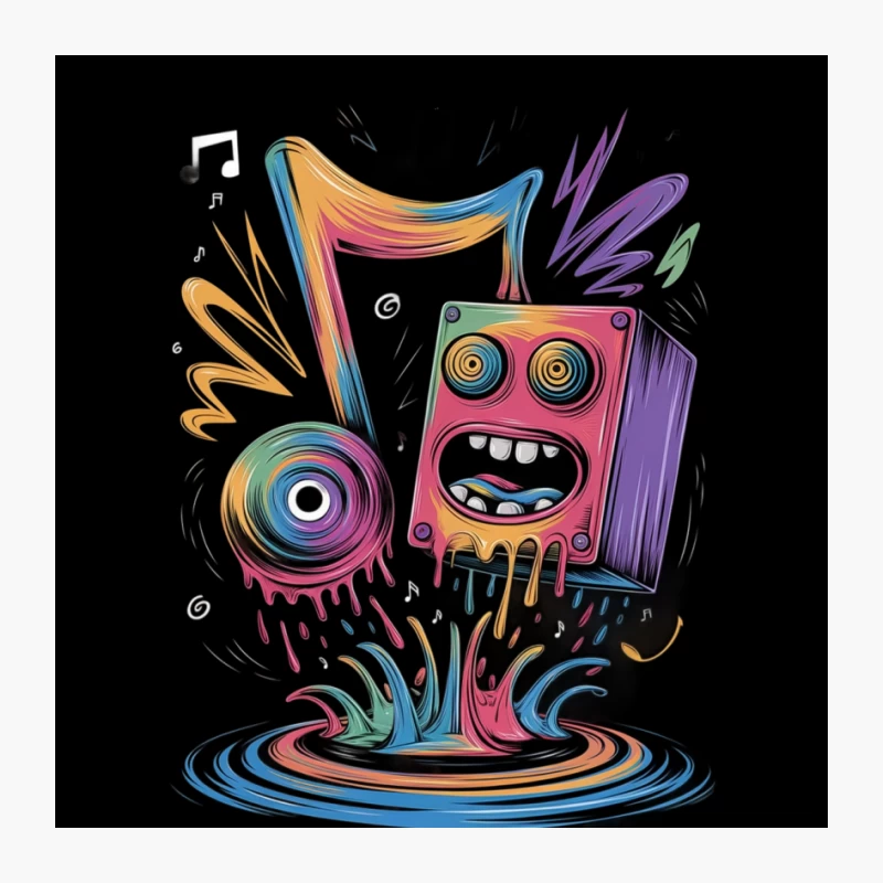 Colorful Surreal Music Monster Abstract Illustration Pin