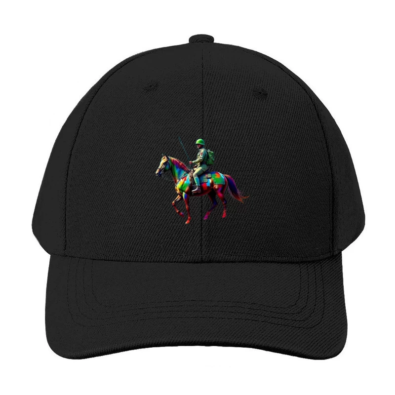 Colorful Military Cavalry Soldier on Horseback Baseball Cap