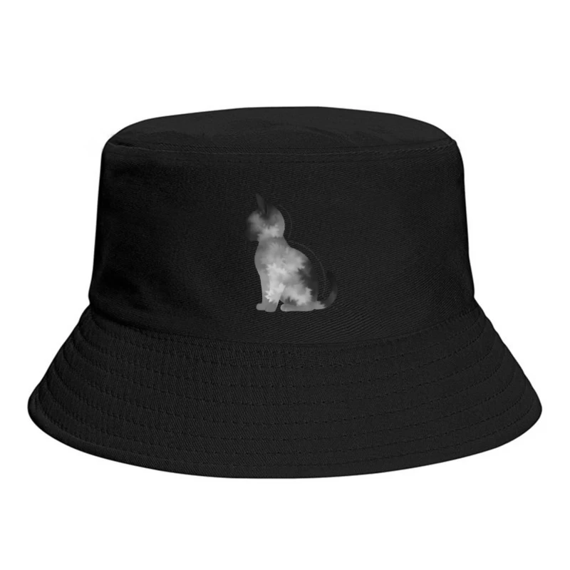 Artistic Black Cat Silhouette with Inspirational Text Bucket Hat