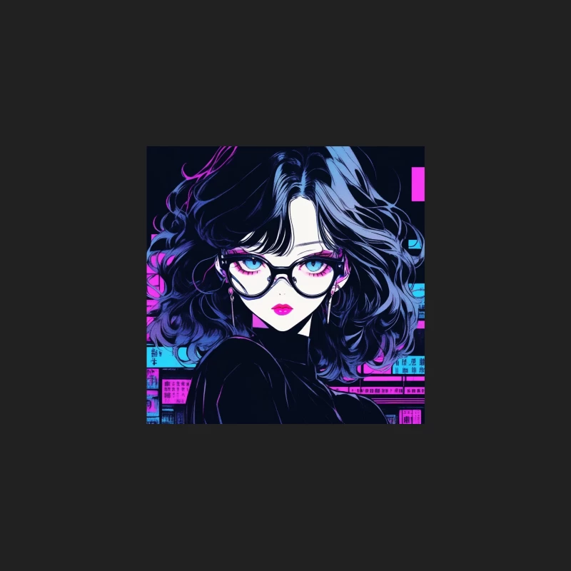 Cyberpunk Anime Girl in Neon City Bucket Hat