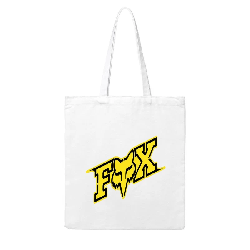 Fox Racing Yellow and Black Sports Brand Logo Cotton Tote Bag