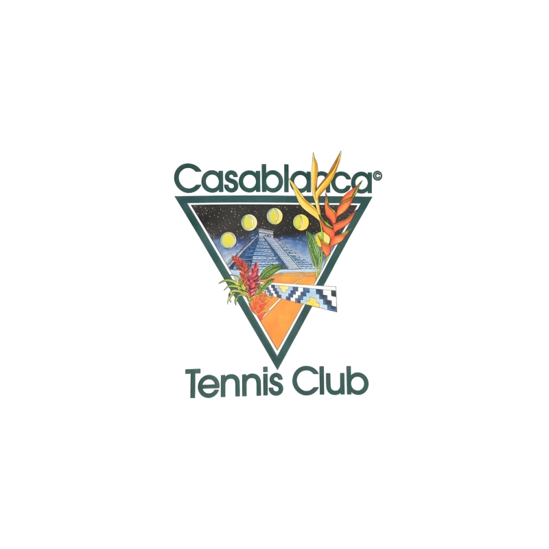 Casablanca Tennis Club Tropical Retro Logo with Mayan Motif iPhone Case