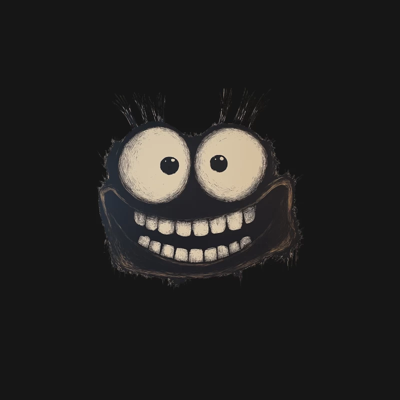 Cute Black Monster Character with Big Eyes and Funny Smile Illustration Female Long Sleeve T-Shirt