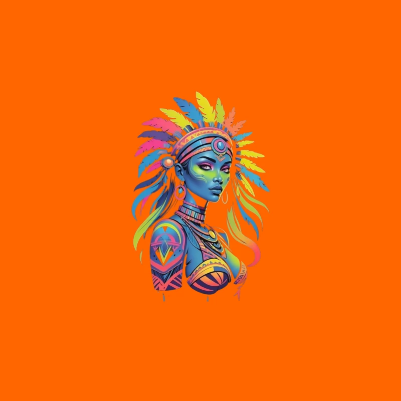 Colorful Tribal Portrait with Headdress Travel Mug