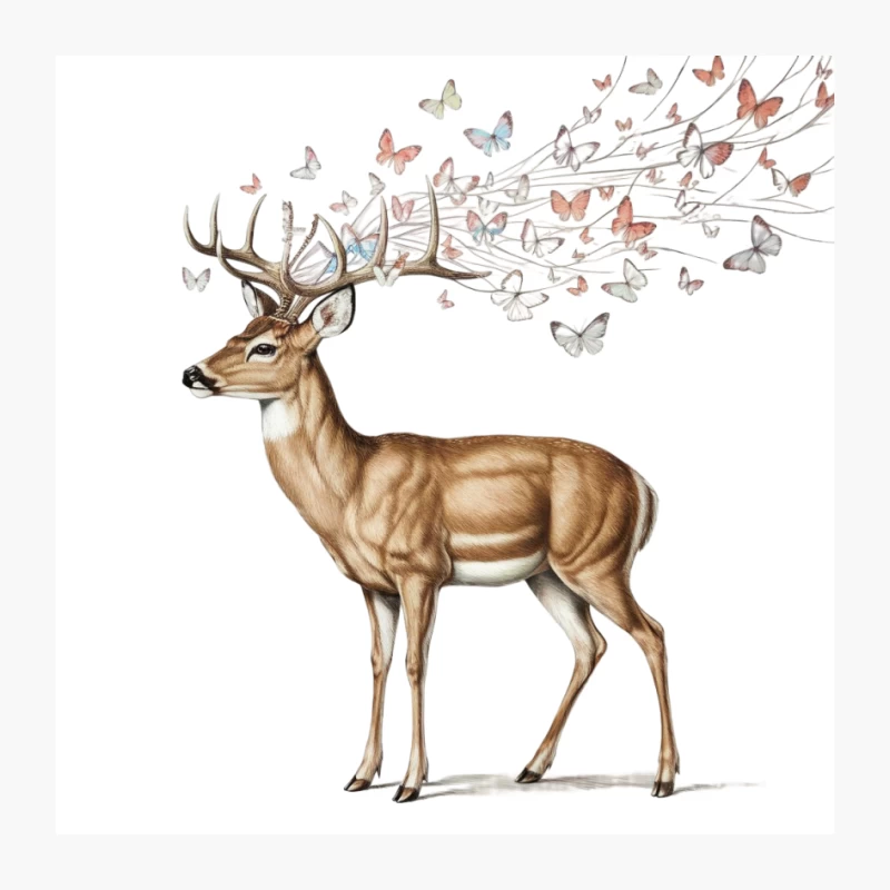 Surreal Deer with Butterfly Antlers: Nature Meets Imagination Pin
