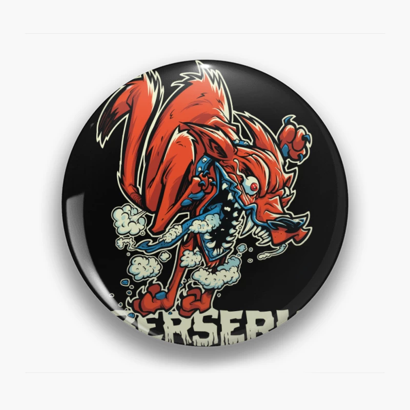 Aggressive Cartoon Wolf Berserk Art Pin