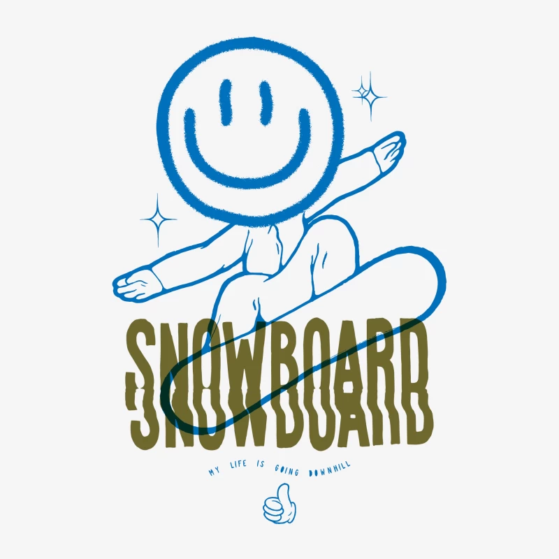 Snowboard-Spaß mit Smiley-Gesicht Herren Pullover Sweatshirt