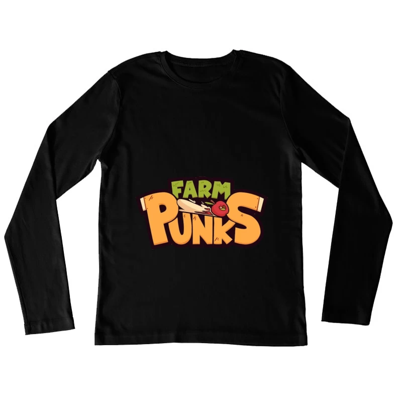 Farm Punks Logo mit fliegendem Apfel Damen Langarm T-Shirt
