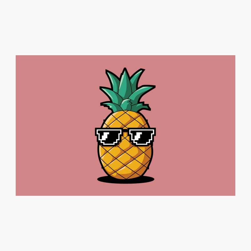 Cool Cartoon Pineapple with Pixel Sunglasses Travel Mug