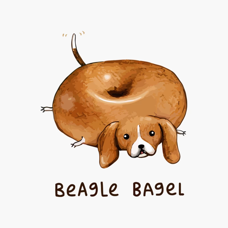 Beagle Bagel: A Whimsical Dog-Food Pun Illustration Cotton Tote Bag