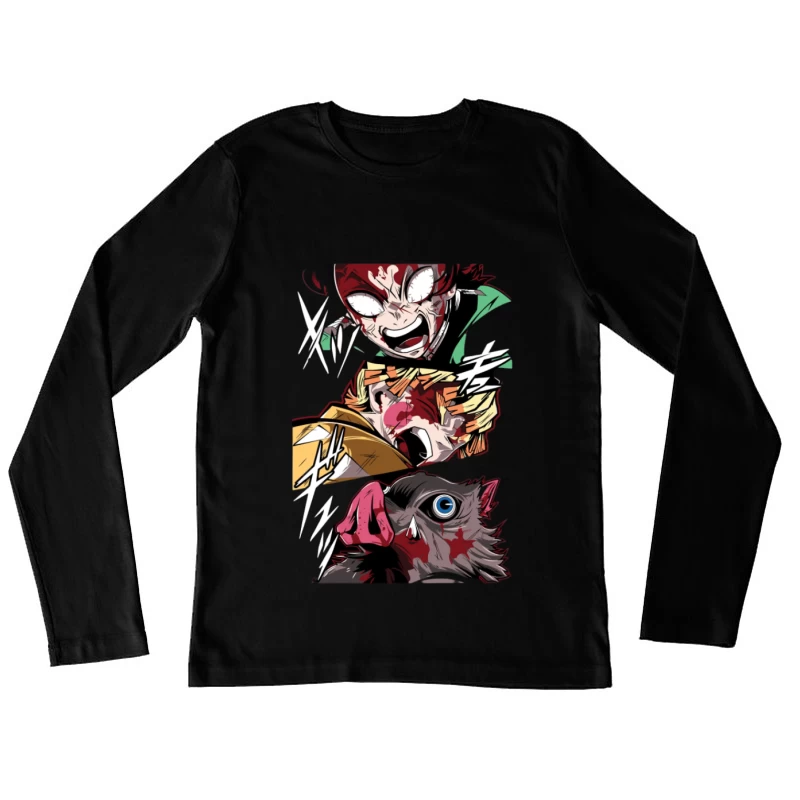 Kämpferische Anime-Charaktere Damen Langarm T-Shirt