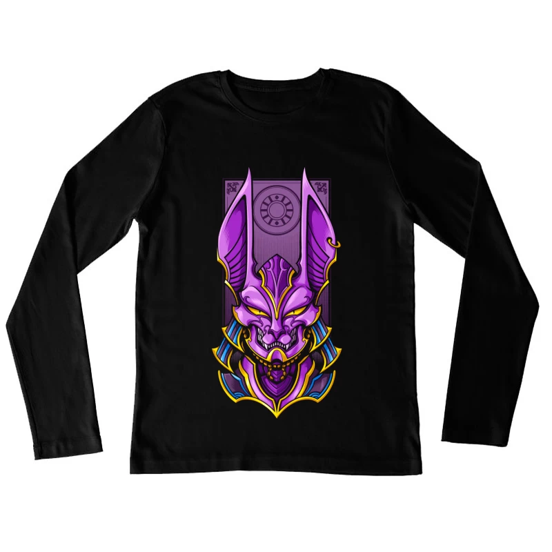 Purple Demon Mask Illustration Female Long Sleeve T-Shirt