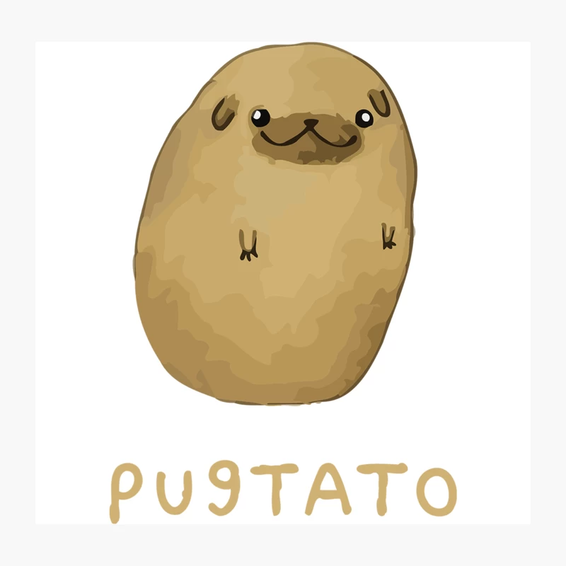 Adorable Pugtato: A Whimsical Pug-Potato Hybrid Illustration Throw Pillow