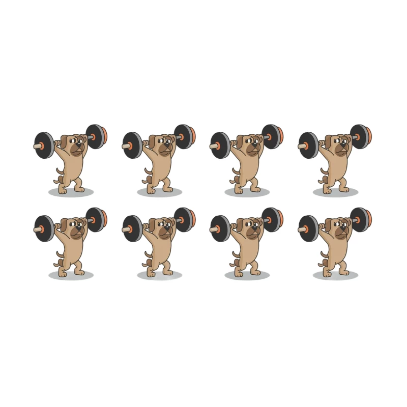 Cartoon Dog's Weightlifting Workout: A Humorous Fitness Repetition Tapestry