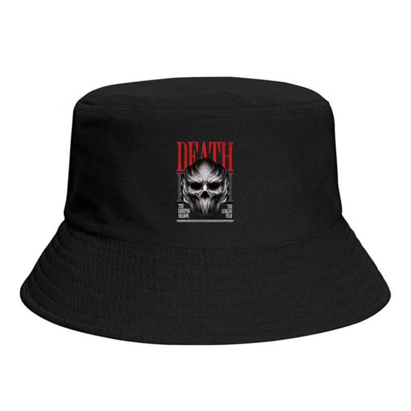 Gothic Death Skull with Red Typography Art Bucket Hat