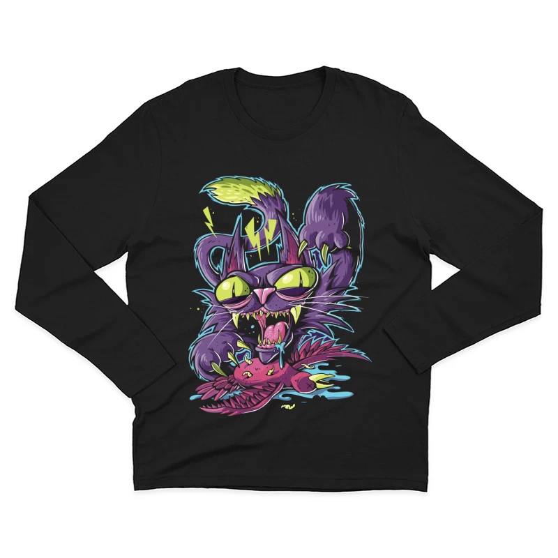 Angry Cartoon Cat Illustration Male Long Sleeve T-Shirt