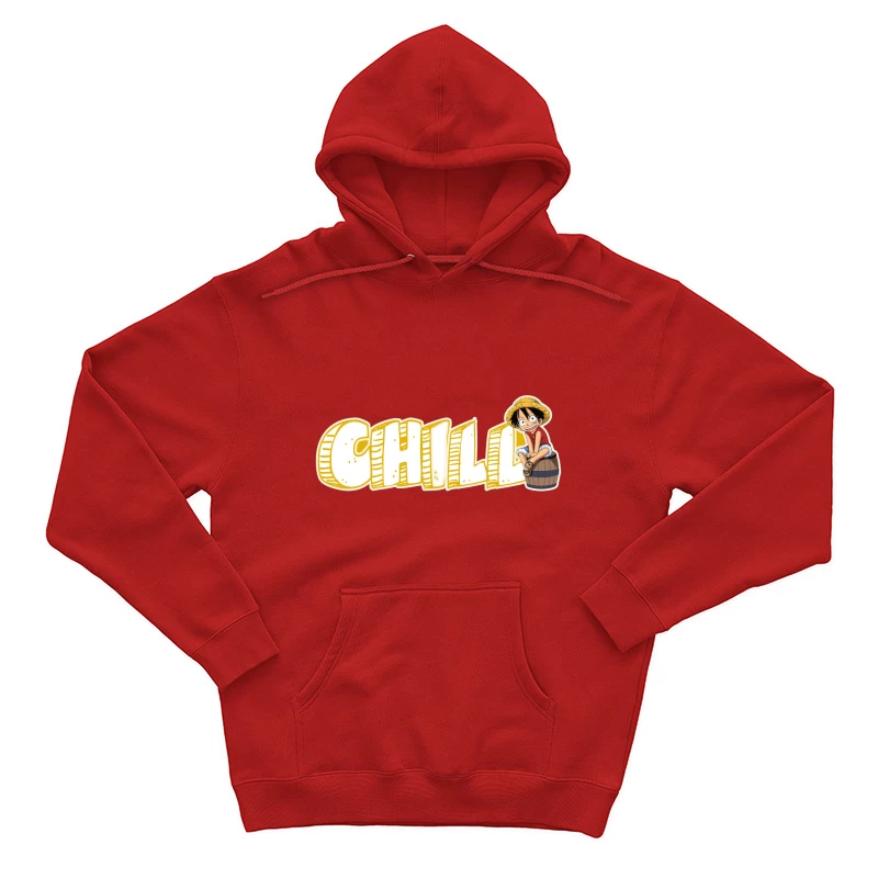 Chill Anime Illustration of Luffy from One Piece Male Pullover Hoodie