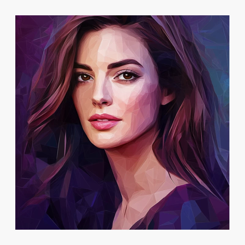 Dramatic Digital Portrait with Purple Geometric Background Pin