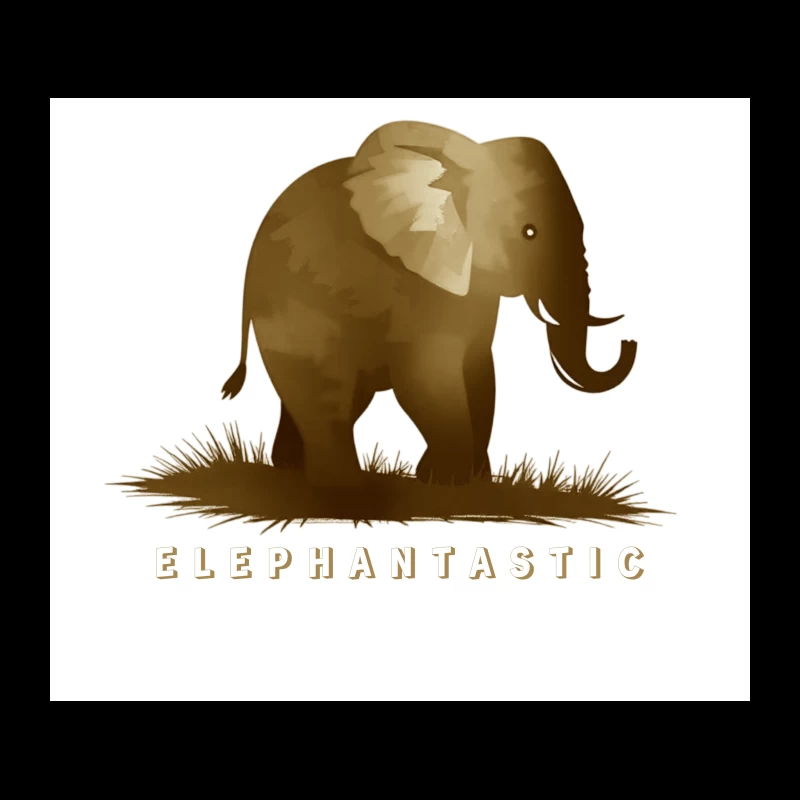 Elephantastic - Vintage Elephant Silhouette Illustration with Typography Tapestry