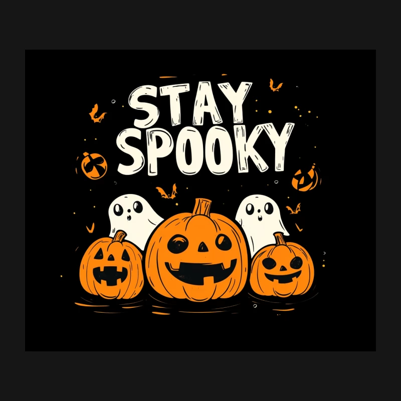 Spooky Halloween Pumpkins and Ghosts Illustration Mouse Pad