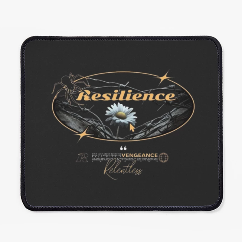 Resilient Daisy Breaking Through Barbed Wire - Artistic Motivational Design Mouse Pad