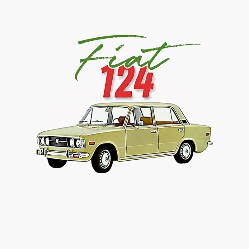 Fiat 124  Retro Italian Car Lover Gift Design Cotton Tote Bag