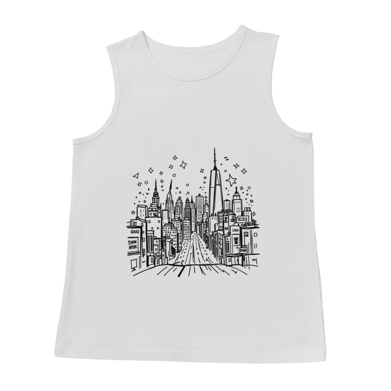 Urban Night Skyline Illustration Male Tank Top