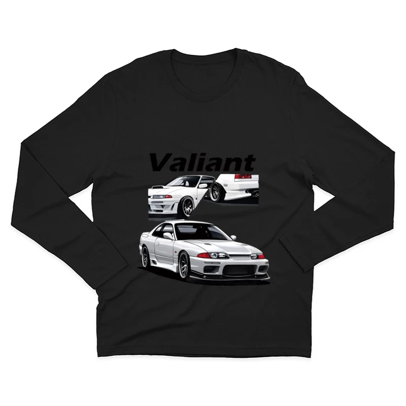 Illustration eines weißen Sportwagens namens Valiant Herren Langarm T-Shirt
