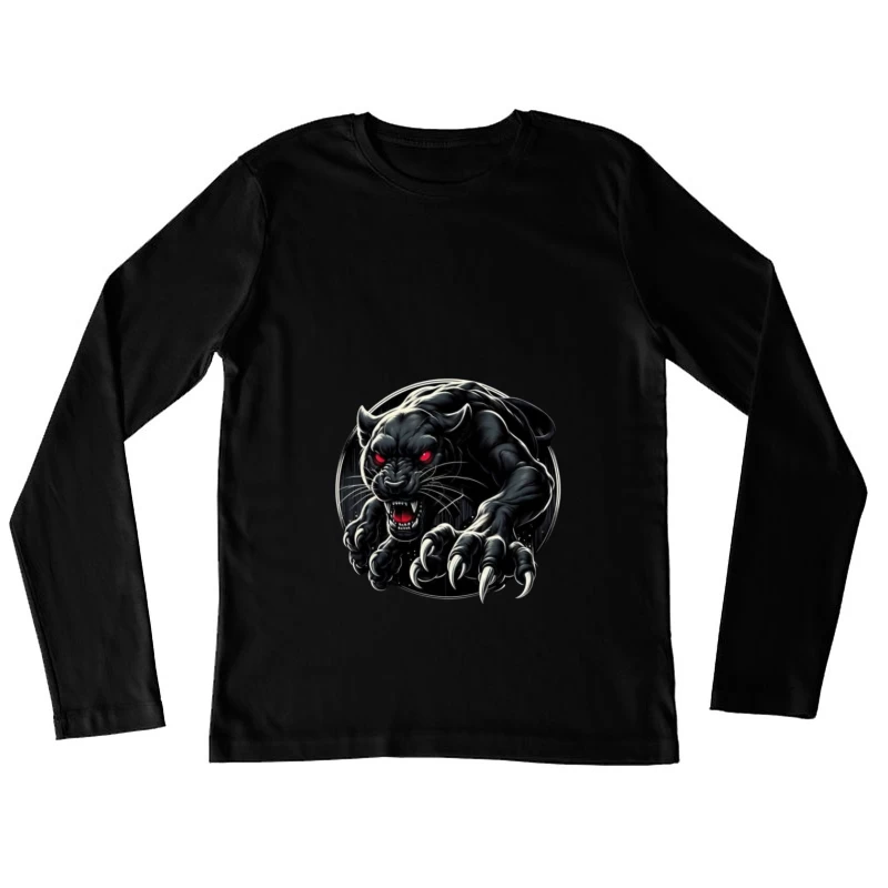 Fierce Black Panther Illustration Female Long Sleeve T-Shirt