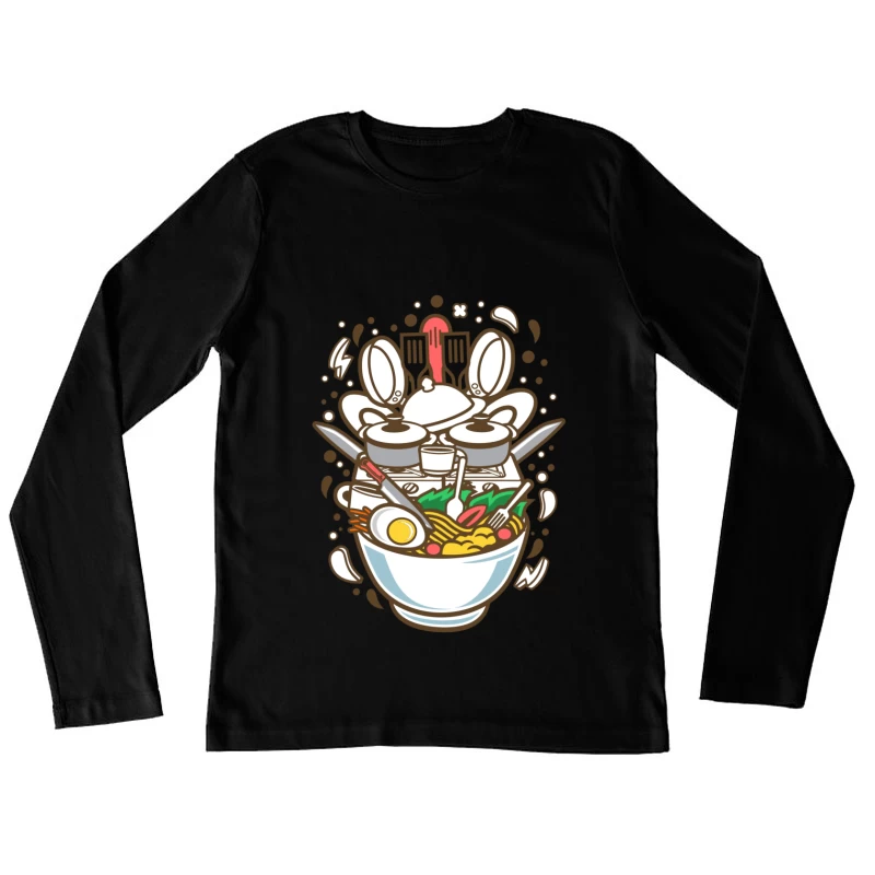 Bol de Ramen Artistique Femme Manches Longues T-Shirt
