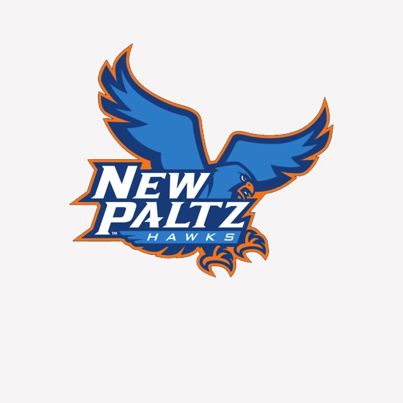 New Paltz Hawks Athletic Logo with Blue Hawk Mascot Male T-Shirt