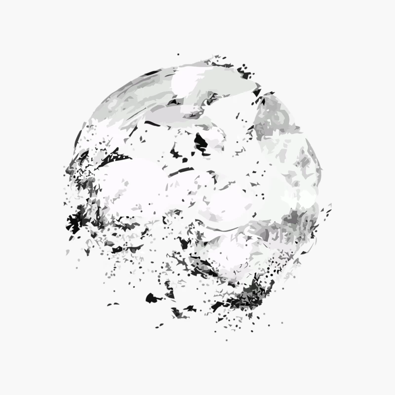 Monochrome Abstract Sphere with Textured Digital Art Cotton Tote Bag