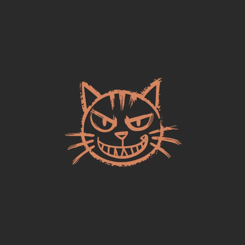 Mischievous Grinning Cat Cartoon Sketch Baseball Cap