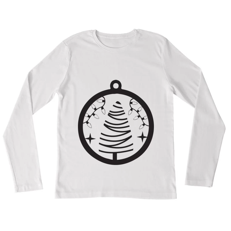 Ornement de Noël avec sapin et guirlandes lumineuses Femme Manches Longues T-Shirt