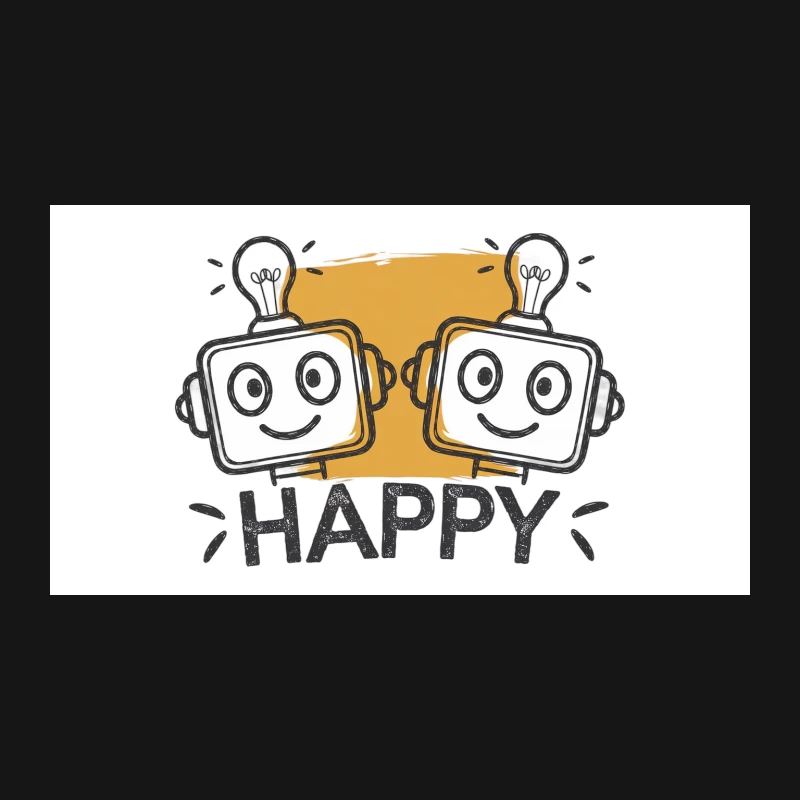 Cheerful Cartoon Robots with Light Bulb Ideas Desk Mat