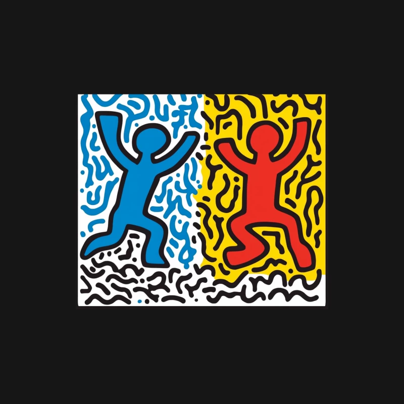 Keith Haring-Inspired Pop Art: Vibrant Dancing Figures Male Long Sleeve T-Shirt