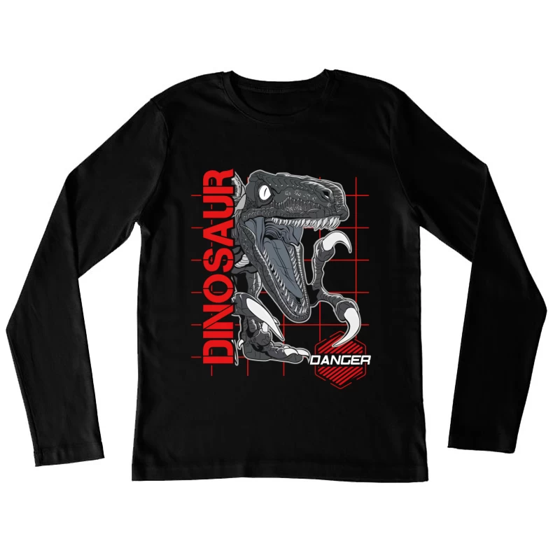 Prehistoric Predator – Velociraptor in Action Female Long Sleeve T-Shirt