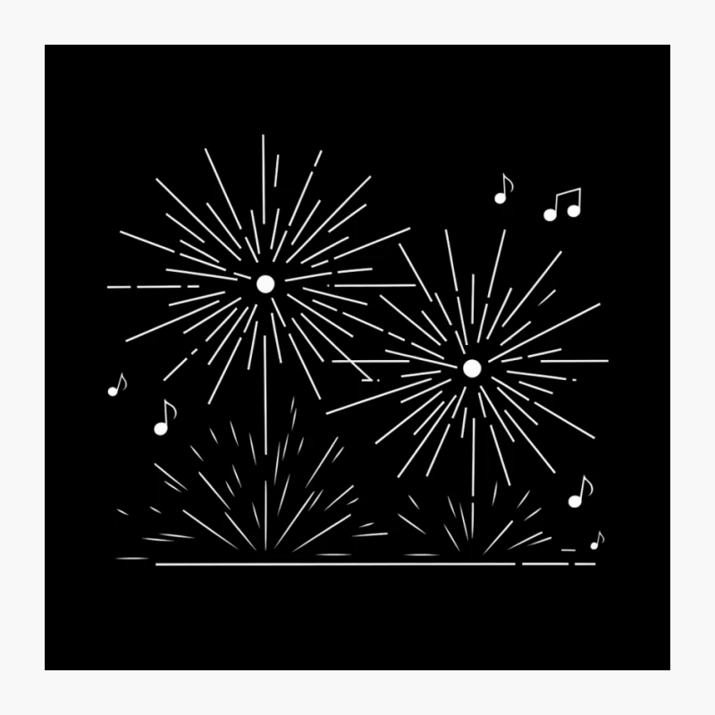 Festive Fireworks Celebration with Musical Notes Pin