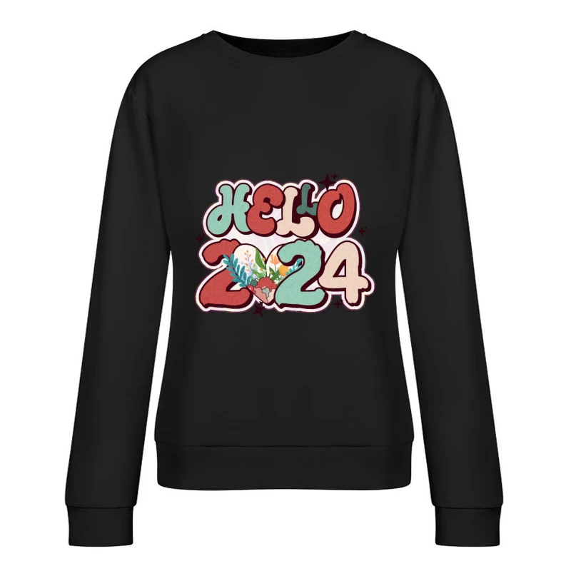 Willkommen 2024 mit Blumen Damen Pullover Sweatshirt
