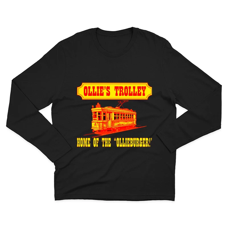 Vintage Ollie's Trolley Restaurant Logo with Classic Streetcar Design Male Long Sleeve T-Shirt