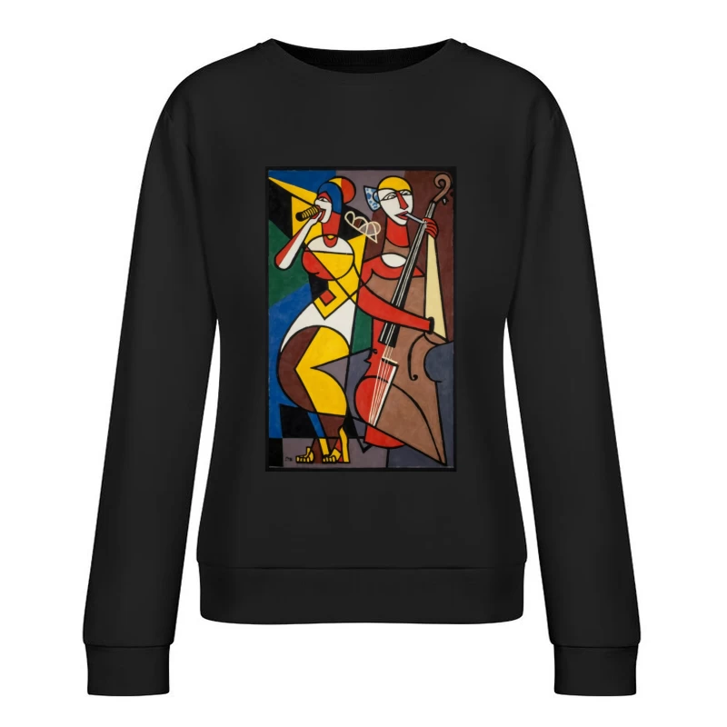 Abstract Jazz Duo Performance in Cubist Style Female Pullover Sweatshirt