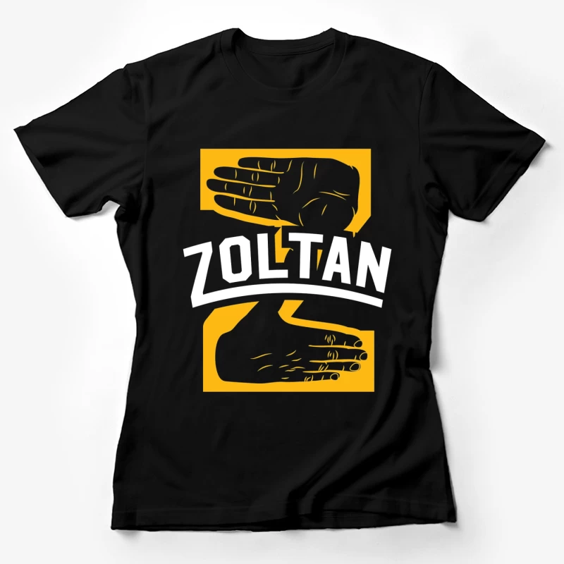 Zoltan Mystical Hand Reading Logo Design in Yellow and White Female T-Shirt