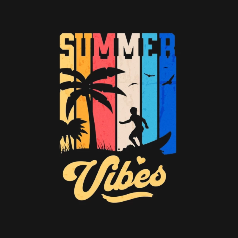 Sommer Vibes mit Palmen und Surfer Herren T-Shirt