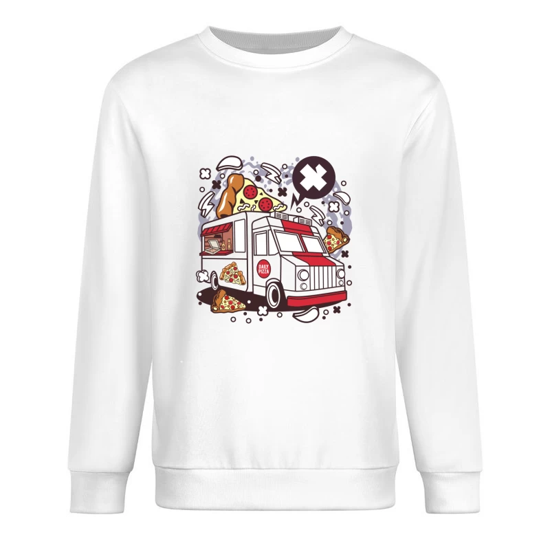 Camion de pizza illustré Homme Sweat-shirt à enfiler