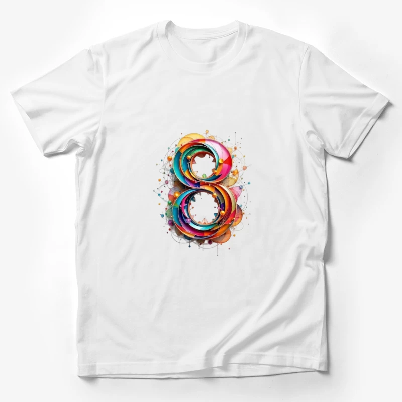 Abstract Colorful Number 8 Digital Art Design Male T-Shirt