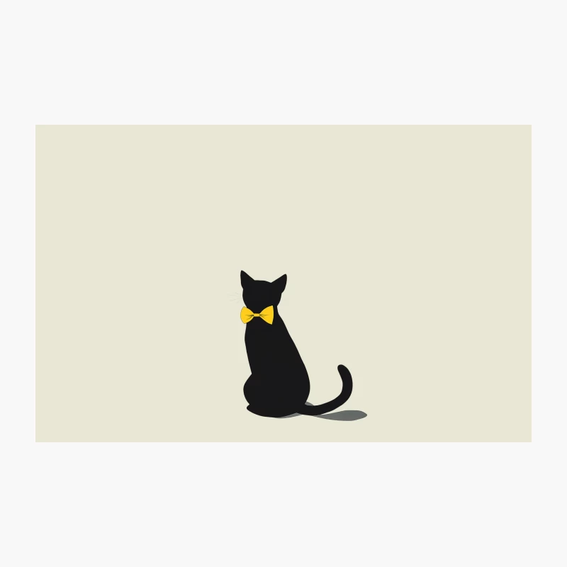 Minimalist Black Cat Silhouette with Yellow Bowtie Travel Mug