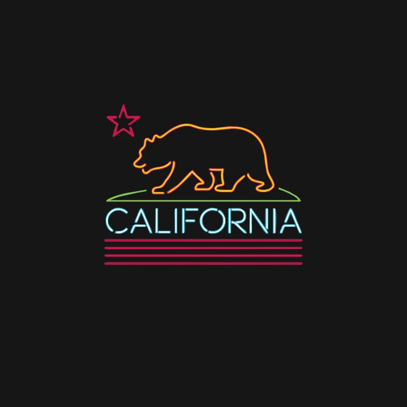 Neon Sign California Republic Flag Bear Desk Mat